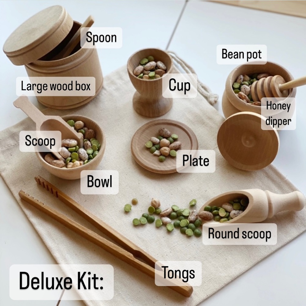 Montessori Waldorf Wooden Sensory Bin Tools Standard Starter Kit - Picture 6 of 6
